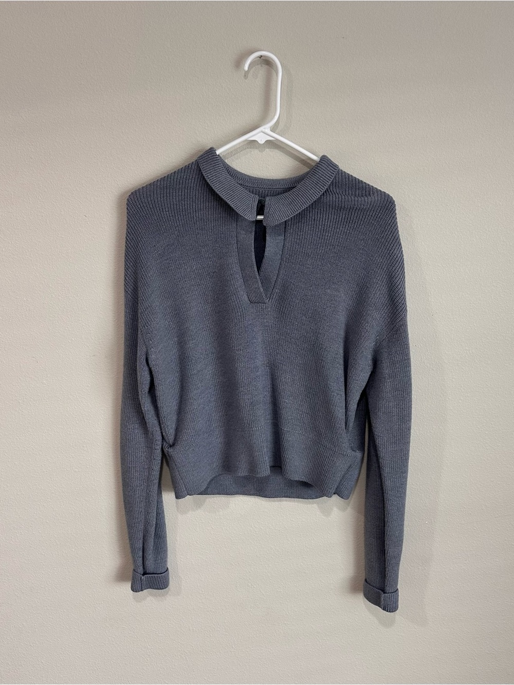 Lululemon light blue merino wool polo collared sweater